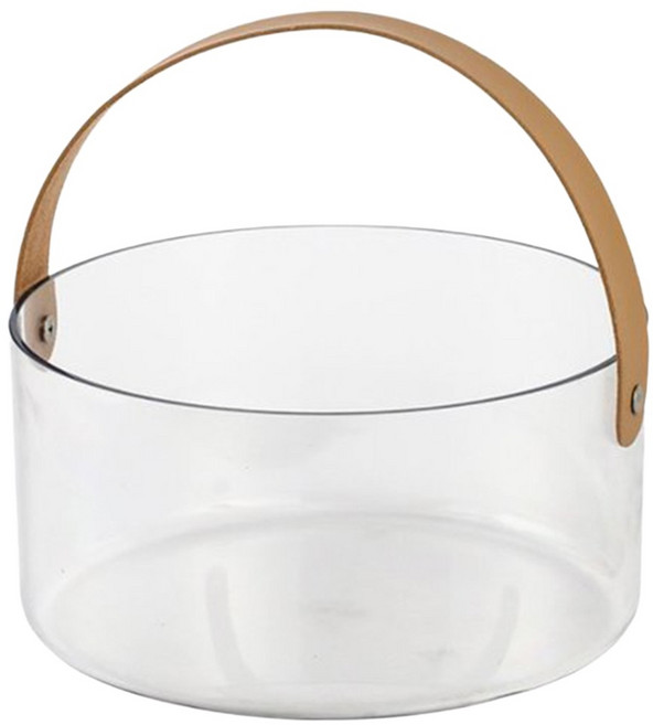 懶角落 皮革提把水果籃, 透明, 1個