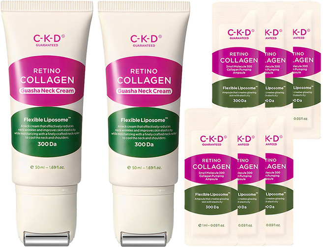 씨케이디 레티노콜라겐 저분자 300 괄사 목주름 크림 50ml + 콜라겐 앰플 1ml 3p, 2개