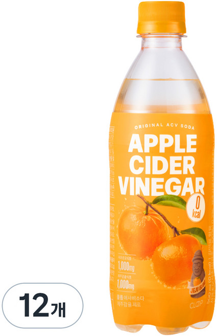 클룹 애사비소다 제주감귤 제로 탄산음료, 500ml, 12개