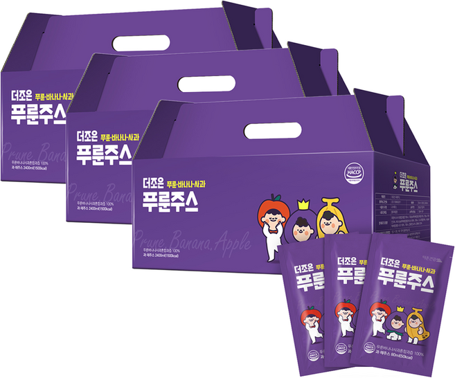 더존건강 더조은 바나나 사과 푸룬주스, 80ml, 90개