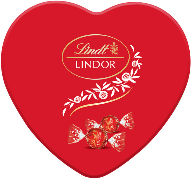 Lindt 瑞士蓮 LINDOR Lindor 愛心鐵盒巧克力 8入, 100g, 1個