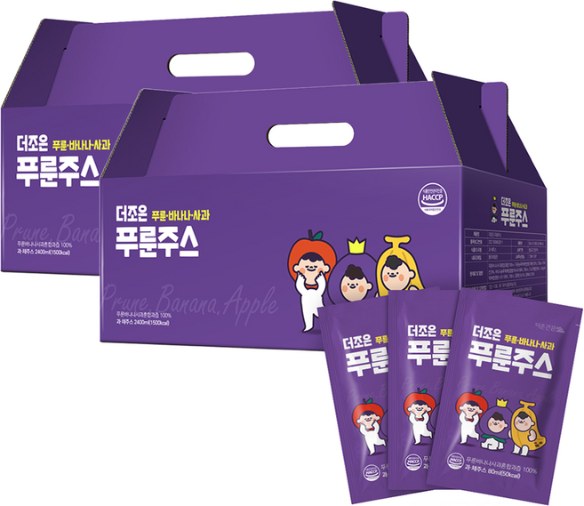 더존건강 더조은 바나나 사과 푸룬주스, 80ml, 60개