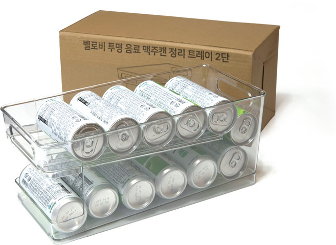 벨로비 투명 음료 맥주캔 정리 트레이 2단, 1개