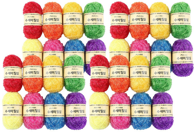 유니아트 수세미털실 8종 세트, 혼합색상, 4개