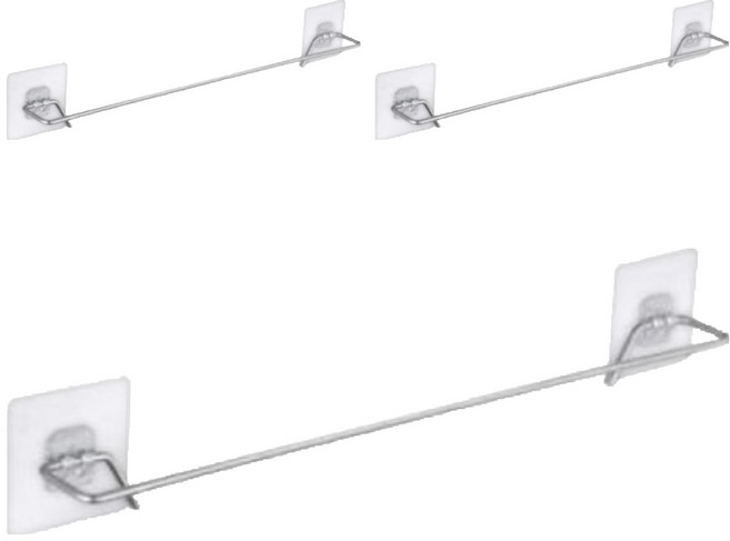 또사자 접착 스테인레스 욕실 수건걸이 60cm, 실버, 3개