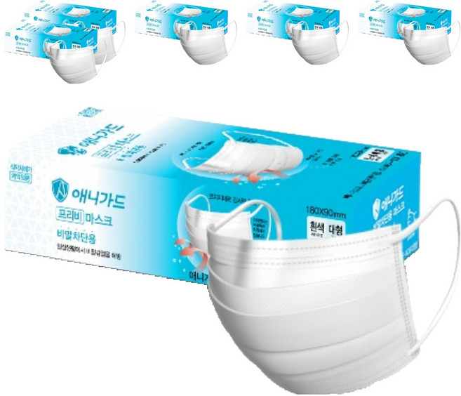 애니가드 프리비 비말차단용 KF-AD마스크 성인용 대형, 20개입, 6개, 화이트
