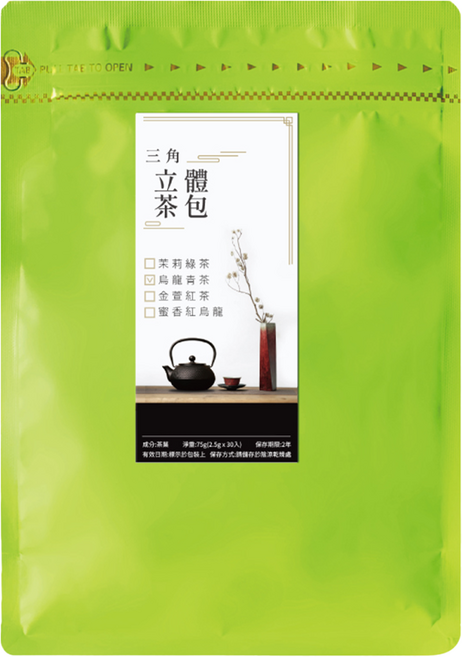 喝茶閒閒 三角立體茶包 烏龍青茶 甘醇順口, 2.5g, 30入, 1袋