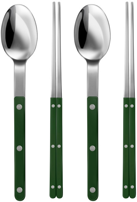 바겐슈타이거 셀레스트 벨루어 2인 수저 세트, 올리브그린, 1세트, 숟가락 2p + 젓가락 2벌