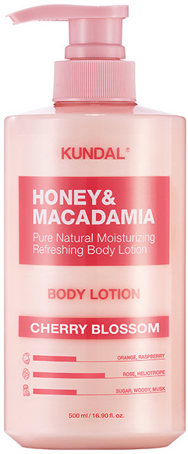 쿤달 허니 앤드 마카다미아 퓨어 바디로션 체리블라썸향, 1개, 500ml