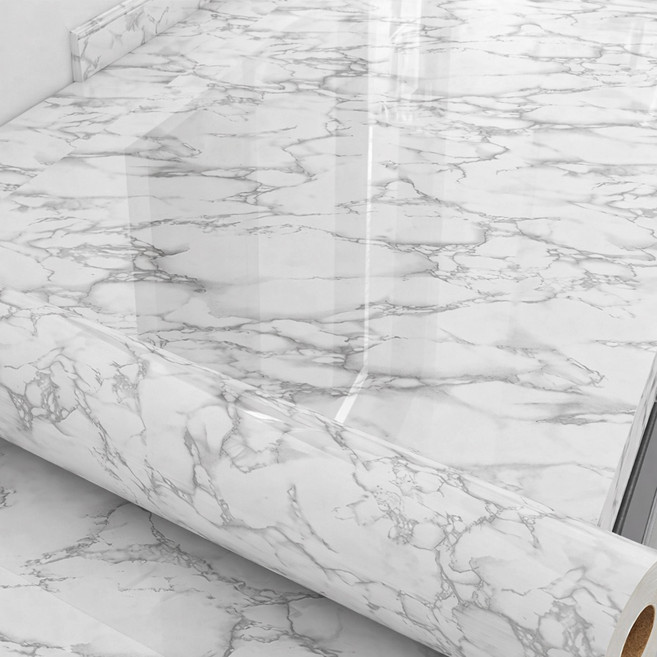 오펠리어 대리석 패턴 단열 방습 시트지, 스노우 화이트