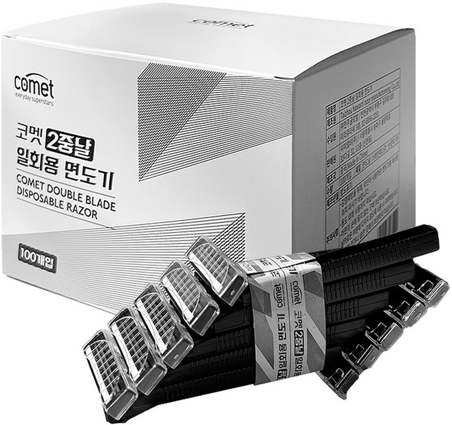 코멧 2중날 일회용 면도기, 100개입, 1개