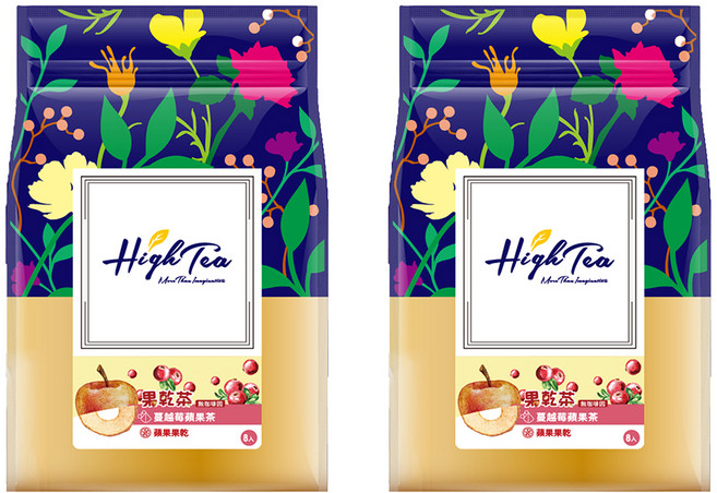 High Tea 伂橙 果乾茶 蔓越莓蘋果茶包 + 蘋果乾, 5g, 8包, 2袋
