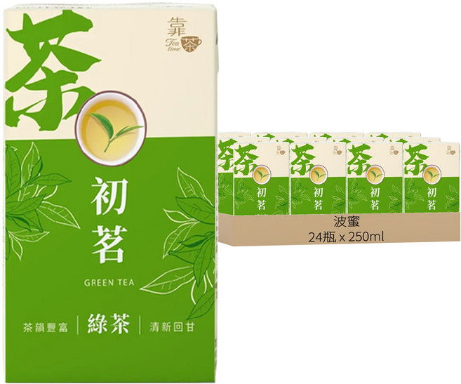 波蜜 靠茶初茗綠茶, 250ml, 24瓶