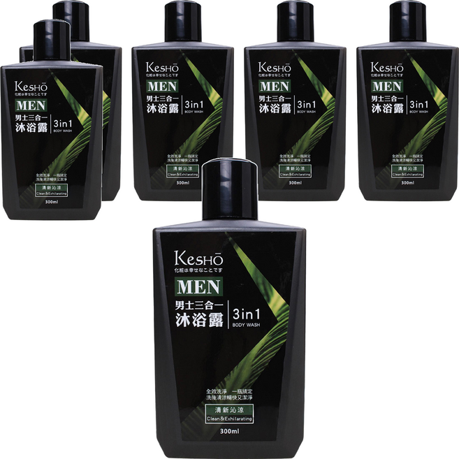 KeSHO 男性三合一清新沁涼沐浴露 300ml, 6瓶