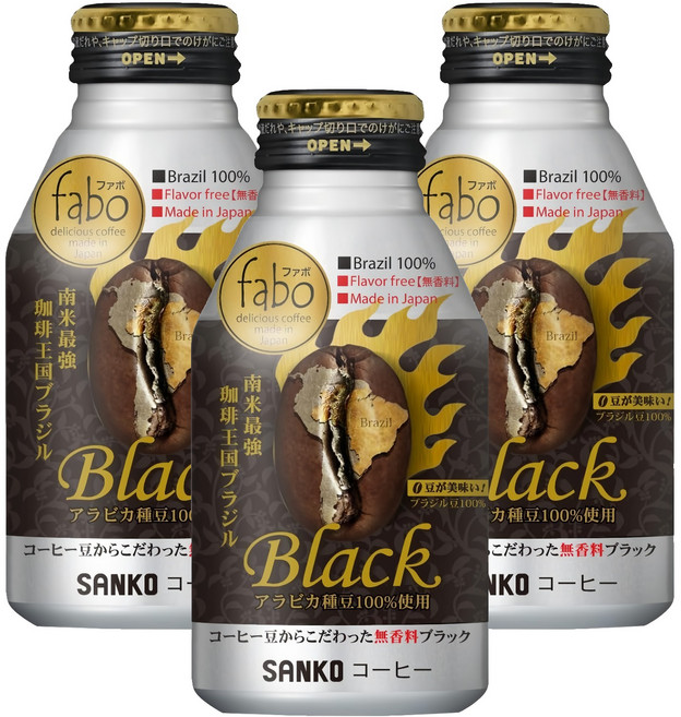日本 SANKO fabo 優質黑咖啡飲料, 3個, 275ml