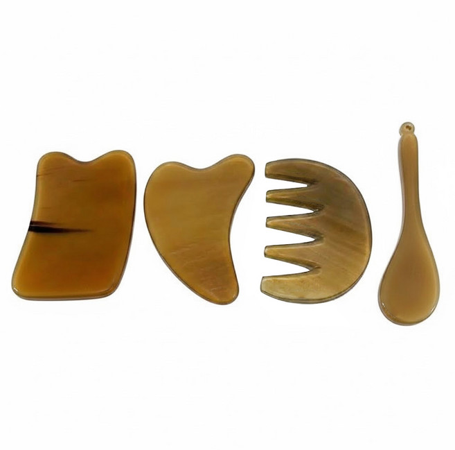 Smart bearing 智慧魔力 天然犛牛角刮痧4件組, Wood Tone 木色, 1組