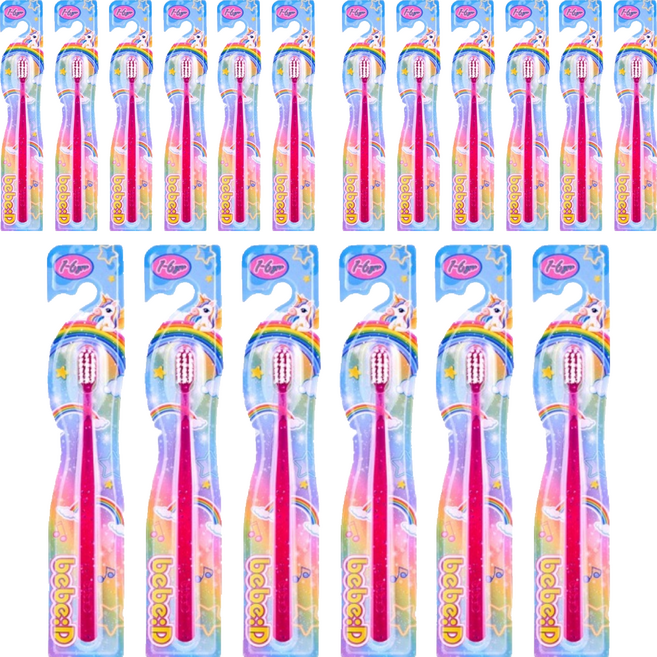 bebeD 초콜릿도 잘 닦이는 칫솔, 반짝이핑크, 6개입, 3개