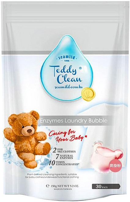 清淨海 Teddy Clean系列 植萃酵素洗衣膠囊 爽身粉, 30顆, 1袋