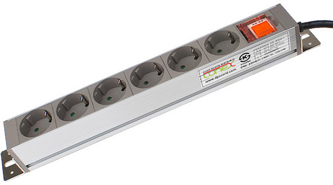 동양전자 알루미늄 스위치 안전카바 멀티탭 6구, 2.5m, 혼합색상, 1개