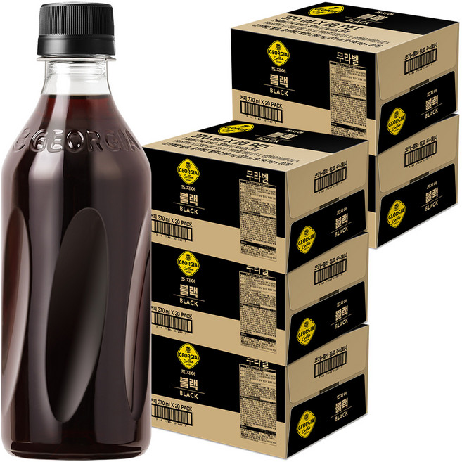 조지아 블랙 무라벨 커피, 370ml, 100개