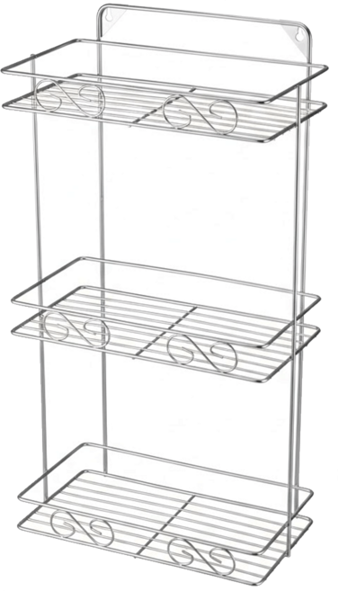 304不鏽鋼 長方形三層置物架, 銀色, 1個