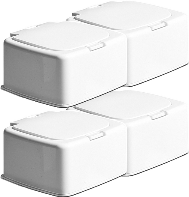 원터치 화장솜 면봉 소품정리함, 화이트, 4개