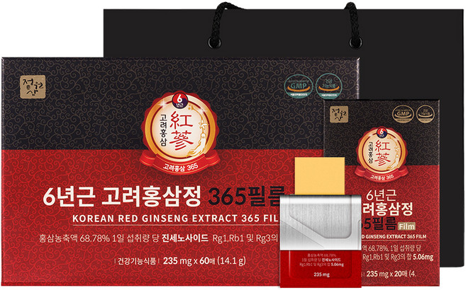 정원삼 6년근 고려홍삼정 365필름 60p, 14.1g, 1개