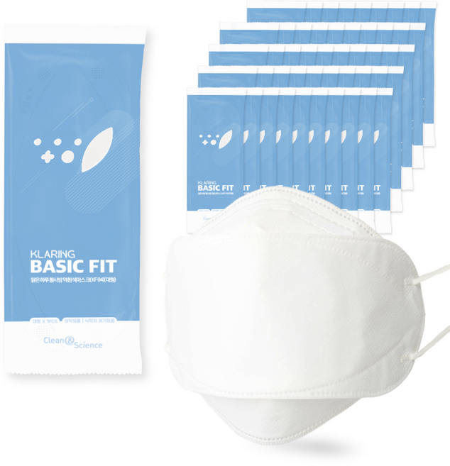 클라링 베이직핏 황사 방역마스크 대형 KF94, 1개입, 50개, 화이트