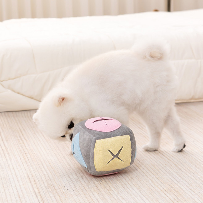 레토 강아지 노즈워크 큐브 볼 장난감, 그레이, 1개