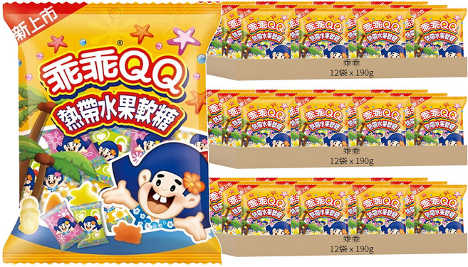 乖乖 QQ水果軟糖經濟包 熱帶水果口味, 190g, 36袋