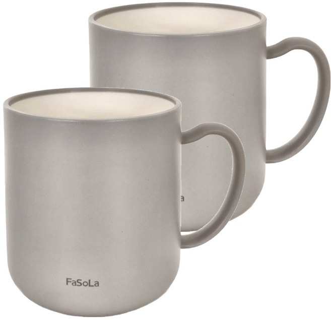 FaSoLa 日式仿陶瓷雙層朝暮口杯/漱口杯 YF-335, 灰色, 2個