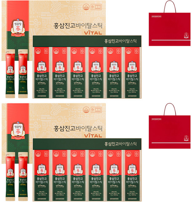 정관장 정품 홍삼진고바이탈스틱 5p + 쇼핑백, 300g, 2개