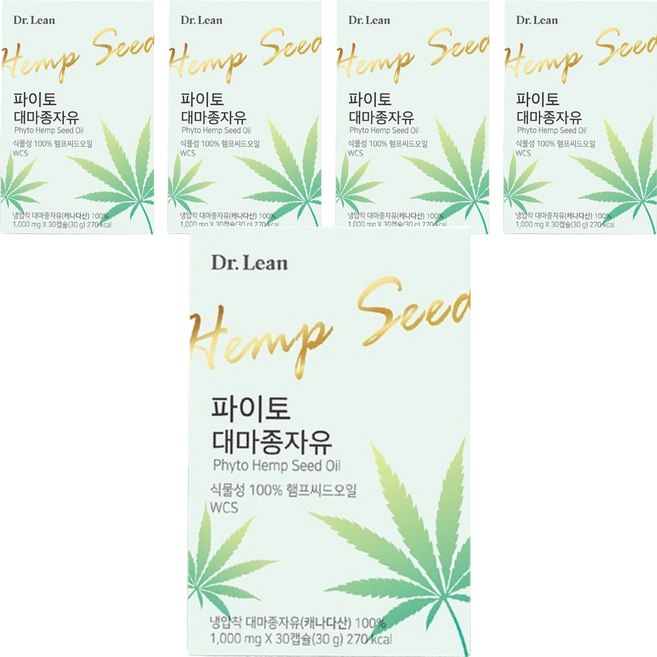 닥터린 WCS 냉압착 캐나다산 파이토 대마종자유, 30정, 5개