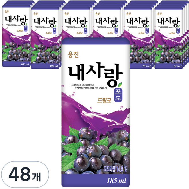 웅진 내사랑 포도 드링크팩, 185ml, 48개