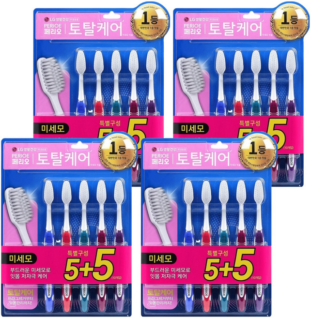 페리오 토탈케어 미세모 칫솔, 10개입, 4개