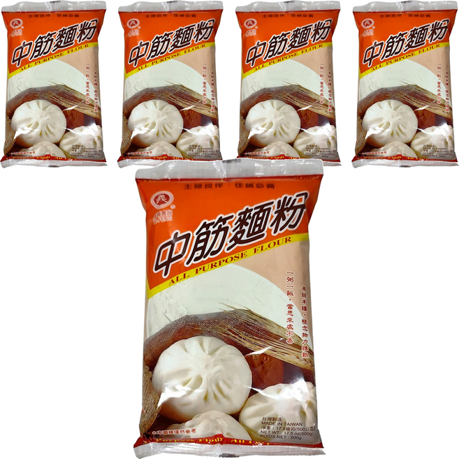 義峰食品 中筋麵粉, 500g, 5包