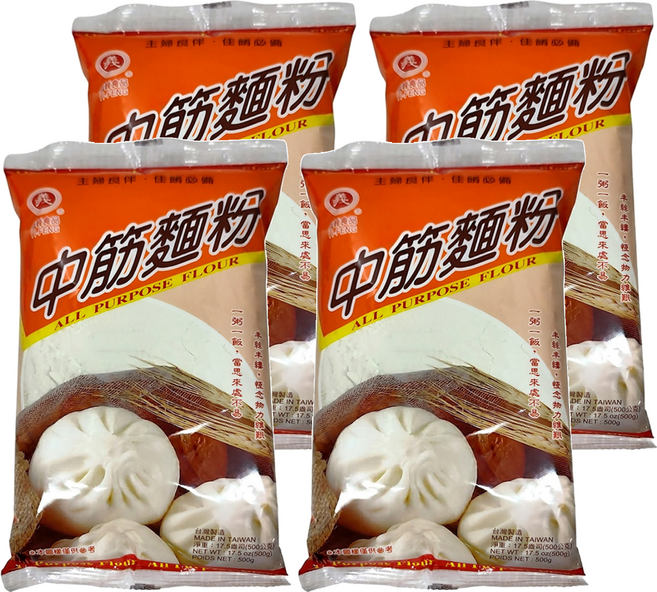 義峰食品 中筋麵粉, 500g, 4包