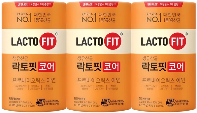 락토핏 코어 유산균 60p, 120g, 3개 - 쿠팡