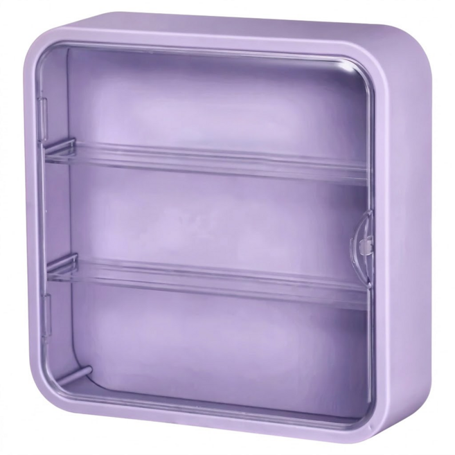 壁掛公仔展示盒 附送壁掛貼 A0020-7 薰衣紫 3層, 1組