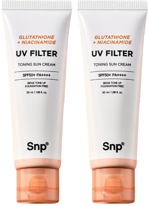 Snp 穀胱甘肽 菸鹼醯胺 UV濾鏡 提亮 增白 防曬霜 SPF50+ PA++++, 50ml, 2個
