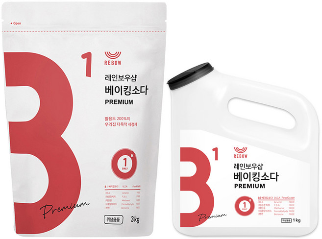 레인보우샵 베이킹소다 프리미엄 3kg + 왕톡톡이 1kg, 1세트