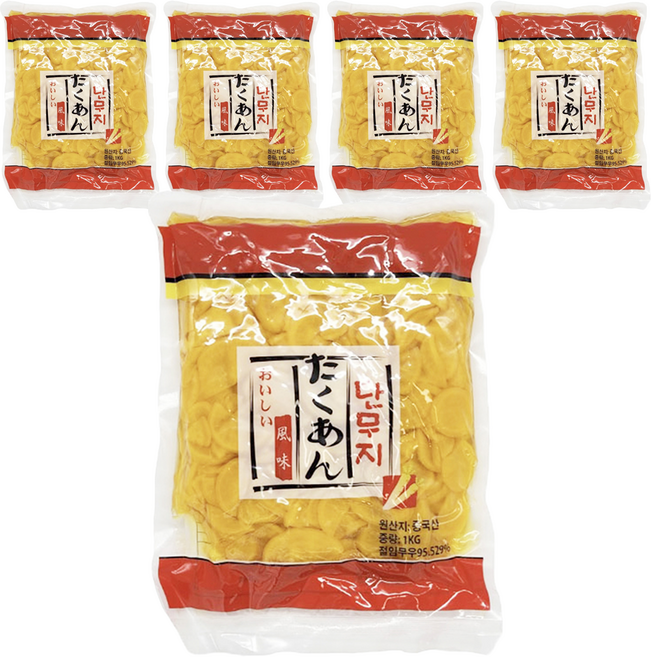 토호식품 단무지 슬라이스, 1kg, 5개