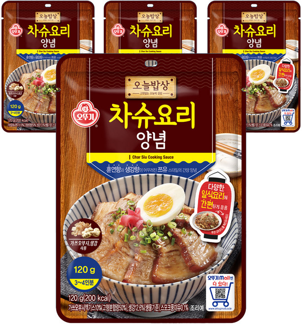 오뚜기 오늘밥상 차슈요리양념, 120g, 4개