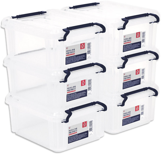 아이리스 하이엔드 버클 리빙박스 BL시리즈, 투명, 1.5L, 6개