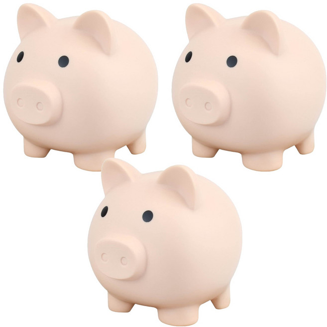 小豬撲滿 存錢筒 7 x 10 x 9cm 小號, 膚色, 3個