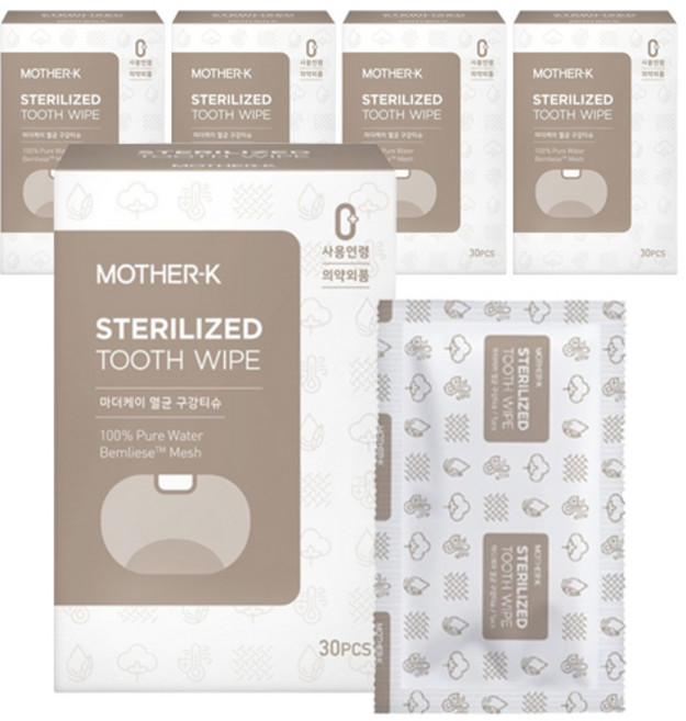 마더케이 멸균 구강티슈 30p, 120g, 30개입, 5개