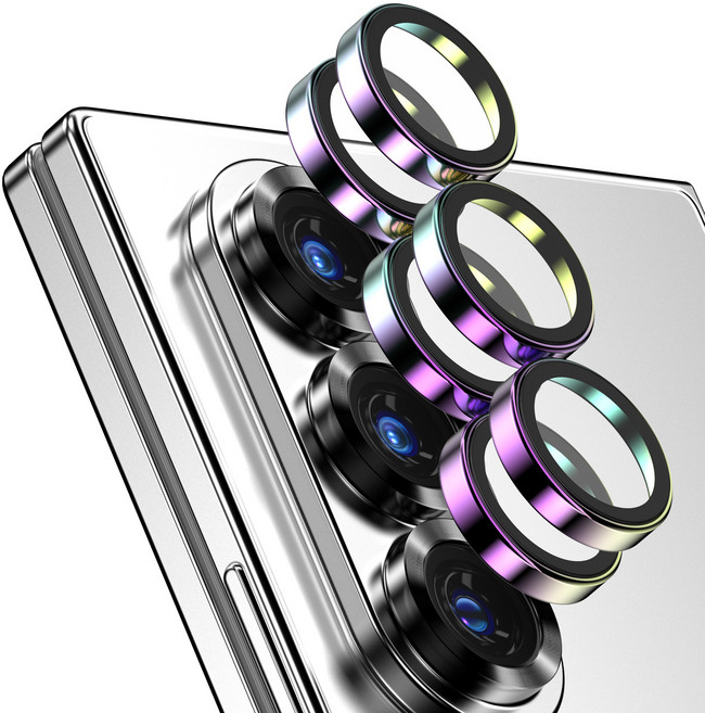 케이맥스 카메라 렌즈 개별 프레임 메탈 링 쉴드 보호 강화유리 액정보호필름 오로라 2p 세트, 1세트