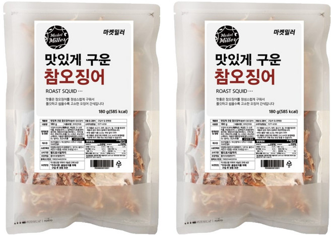 마켓밀러 맛있게 구운 참오징어, 180g, 2개