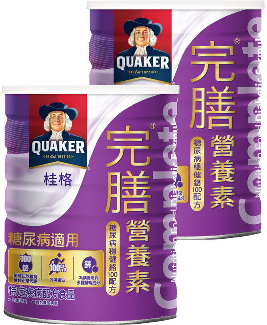 QUAKER 桂格 完膳營養素 糖尿病穩健配方, 900g, 2罐