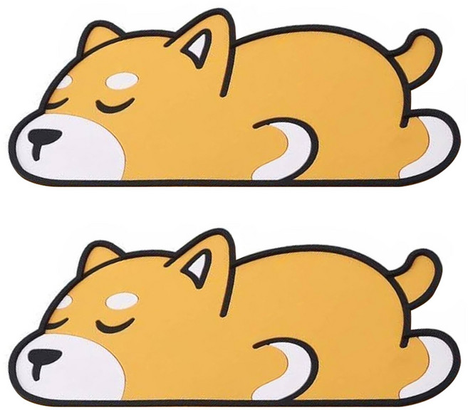 矽藻土 軟地墊加厚造型款 Set 2 觸感舒適 可摺疊收納 防滑橡膠底 柔軟皮革 耐刮耐磨 一抹即淨, 睡覺柴犬 卡其色